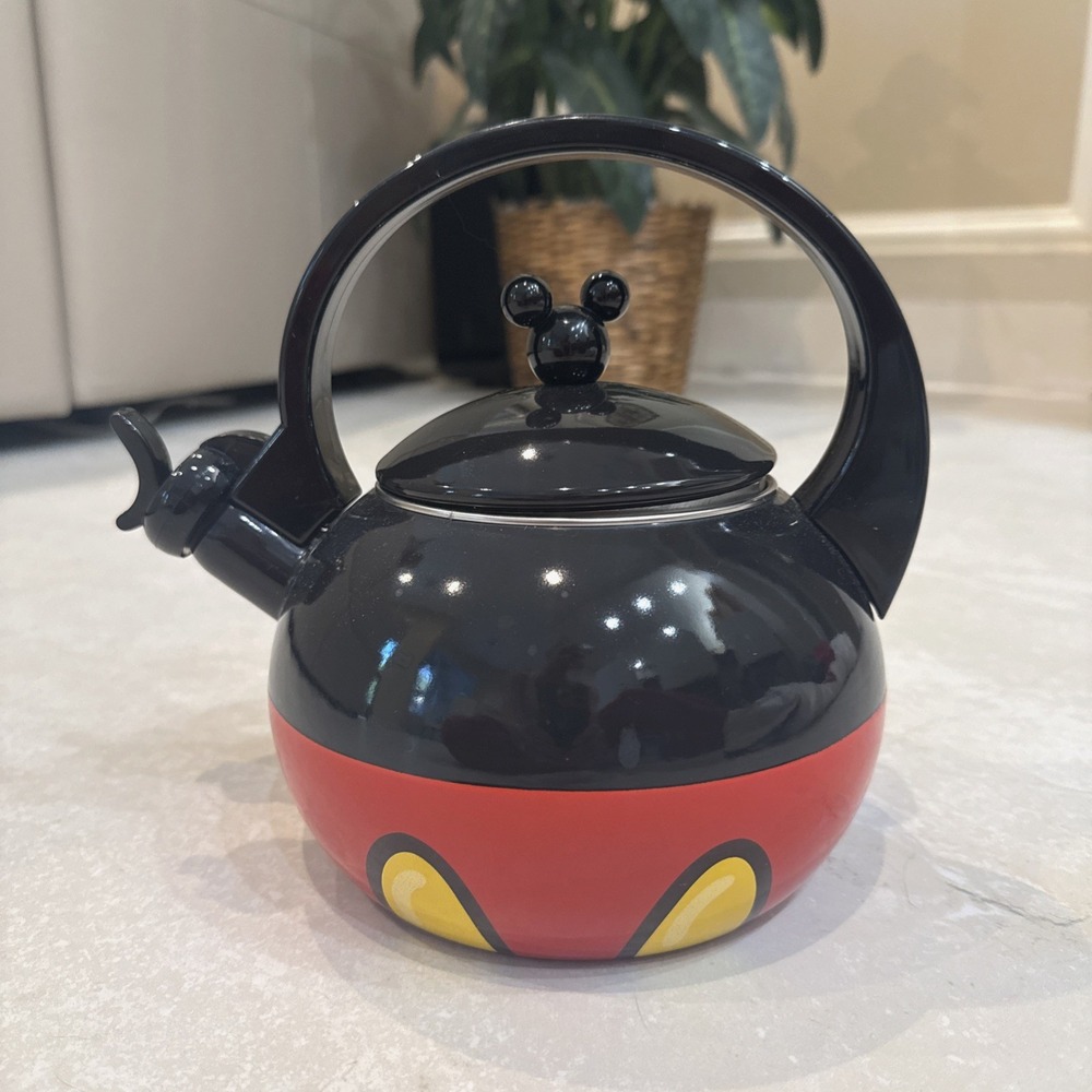Mickey Mouse Teapot Retired Disney Parks Water Tea Kettle Vintage Red Black